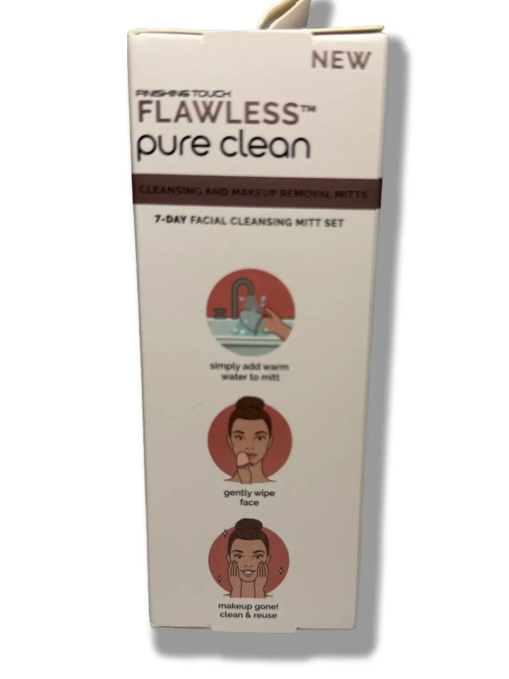 NIB Finishing Touch Flawless Pure Clean 7-Day Facial Cleansing Mitt Set